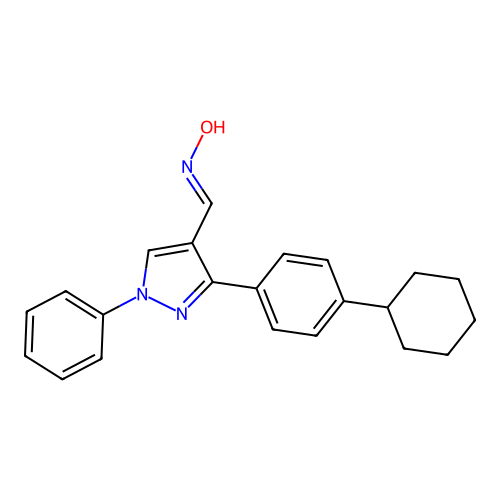 N-[[3-(4-cyclohexylphenyl)-1-phenylpyrazol-4-yl]methylidene]hydroxylamine structure