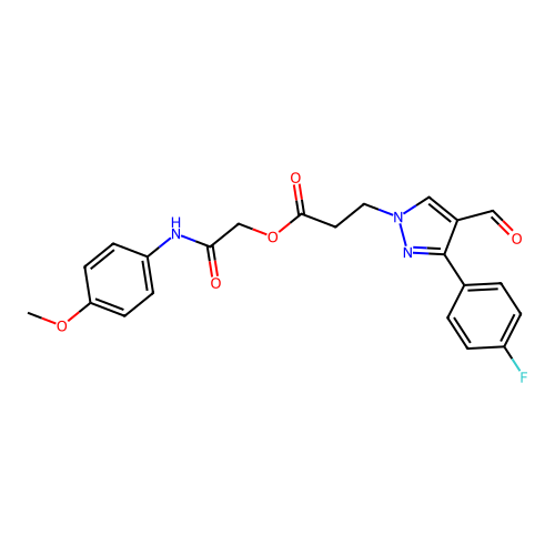 [2-(4-methoxyanilino)-2-oxoethyl] 3-[3-(4-fluorophenyl)-4-formylpyrazol-1-yl]propanoate structure