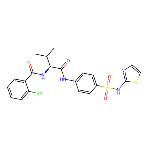2-chloro-N-[(2S)-3-methyl-1-oxo-1-[4-(1,3-thiazol-2-ylsulfamoyl)anilino]butan-2-yl]benzamide structure