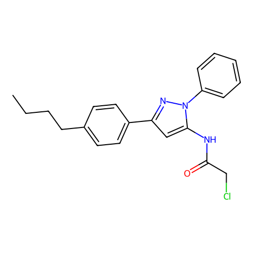 N-(3-(4-butylphenyl)-1-phenyl-1H-pyrazol-5-yl)-2-chloroacetamide structure