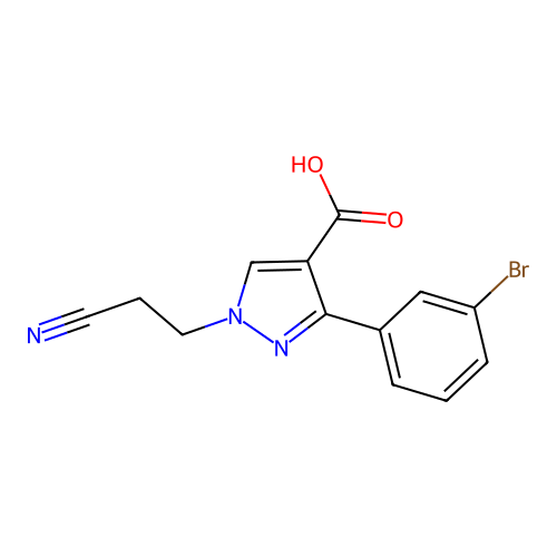 3-(3-bromophenyl)-1-(2-cyanoethyl)-1H-pyrazole-4-carboxylic acid structure