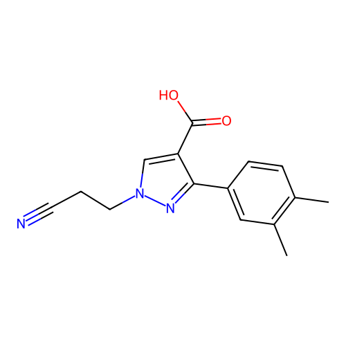 1-(2-cyanoethyl)-3-(3,4-dimethylphenyl)-1H-pyrazole-4-carboxylic acid structure
