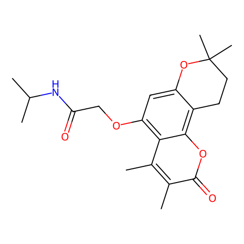 N-isopropyl-2-((3,4,8,8-tetramethyl-2-oxo-2,8,9,10-tetrahydropyrano[2,3-f]chromen-5-yl)oxy)acetamide structure