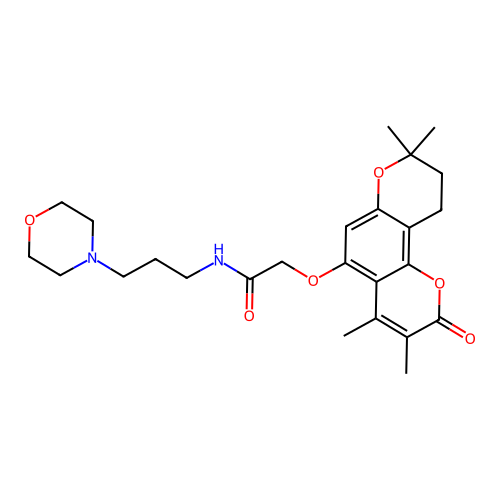 N-(3-morpholinopropyl)-2-((3,4,8,8-tetramethyl-2-oxo-2,8,9,10-tetrahydropyrano[2,3-f]chromen-5-yl)oxy)acetamide structure