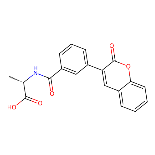 (S)-2-(3-(2-oxo-2H-chromen-3-yl)benzamido)propanoic acid structure