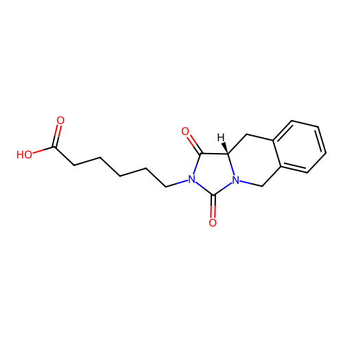 6-[(10aS)-1,3-dioxo-1,5,10,10a-tetrahydroimidazo[1,5-b]isoquinolin-2(3H)-yl]hexanoic acid structure