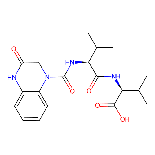 (2S)-3-methyl-2-[[(2S)-3-methyl-2-[(3-oxo-2,4-dihydroquinoxaline-1-carbonyl)amino]butanoyl]amino]butanoic acid structure
