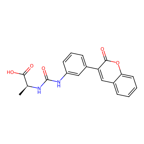 (S)-2-(3-(3-(2-oxo-2H-chromen-3-yl)phenyl)ureido)propanoic acid structure