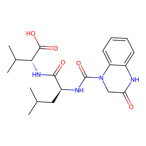 (2R)-3-methyl-2-[[(2S)-4-methyl-2-[(3-oxo-2,4-dihydroquinoxaline-1-carbonyl)amino]pentanoyl]amino]butanoic acid structure