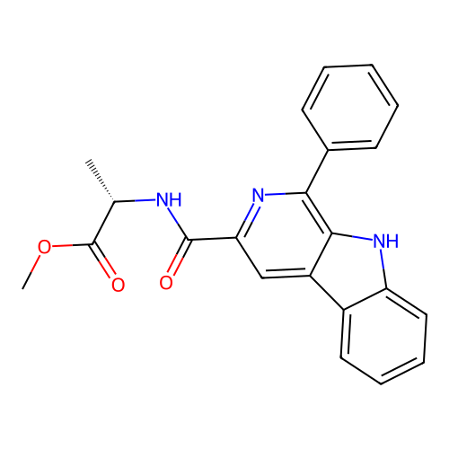 methyl N-[(1-phenyl-9H-beta-carbolin-3-yl)carbonyl]-L-alaninate structure