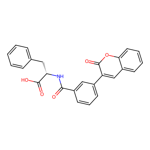 (S)-2-(3-(2-oxo-2H-chromen-3-yl)benzamido)-3-phenylpropanoic acid structure