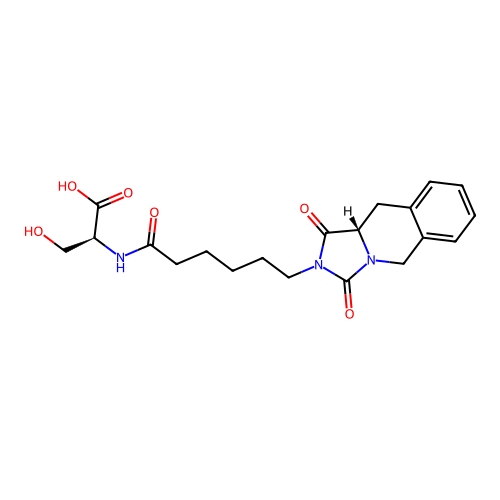 (2S)-2-[6-[(10aS)-1,3-dioxo-10,10a-dihydro-5H-imidazo[1,5-b]isoquinolin-2-yl]hexanoylamino]-3-hydroxypropanoic acid structure