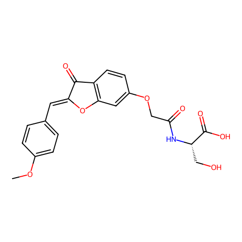 (S,Z)-3-hydroxy-2-(2-((2-(4-methoxybenzylidene)-3-oxo-2,3-dihydrobenzofuran-6-yl)oxy)acetamido)propanoic acid structure