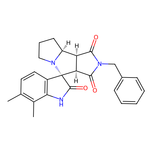 (3S,3'aR,8'aS,8'bS)-2'-benzyl-6,7-dimethylspiro[1H-indole-3,4'-3a,6,7,8,8a,8b-hexahydropyrrolo[3,4-a]pyrrolizine]-1',2,3'-trione structure