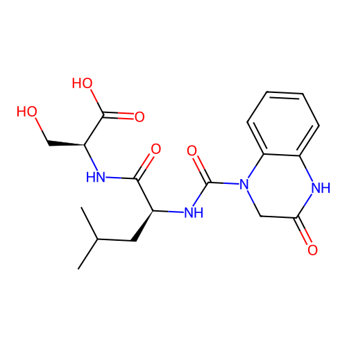 N-[(3-hydroxyquinoxalin-1(2H)-yl)carbonyl]-L-leucyl-L-serine structure
