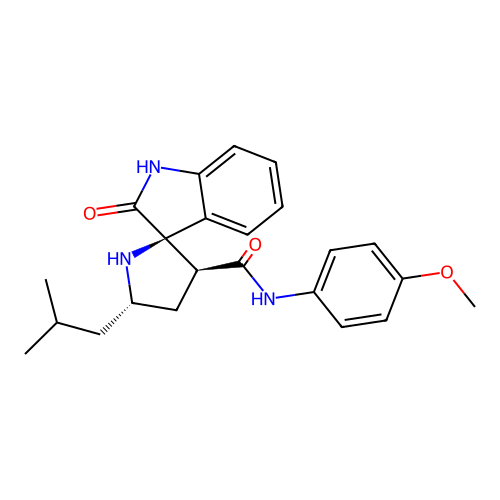 (2'R,3'S,5'S)-5'-isobutyl-N-(4-methoxyphenyl)-2-oxospiro[indoline-3,2'-pyrrolidine]-3'-carboxamide structure