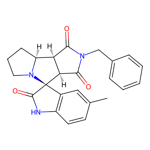 (3S,3'aR,8'aS,8'bS)-2'-benzyl-5-methylspiro[1H-indole-3,4'-3a,6,7,8,8a,8b-hexahydropyrrolo[3,4-a]pyrrolizine]-1',2,3'-trione structure