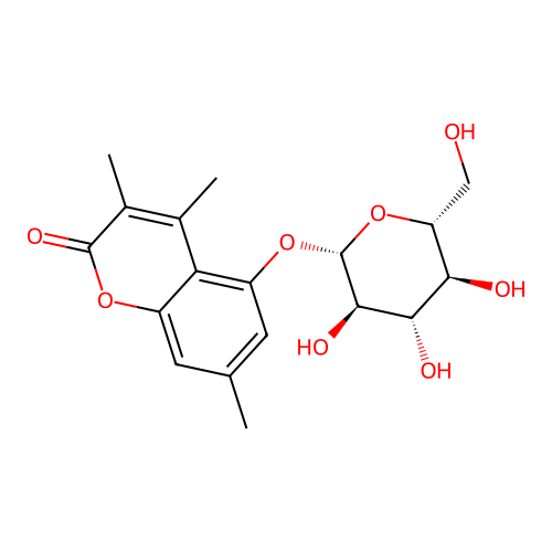 3,4,7-trimethyl-2-oxo-2H-chromen-5-yl beta-D-glucopyranoside structure