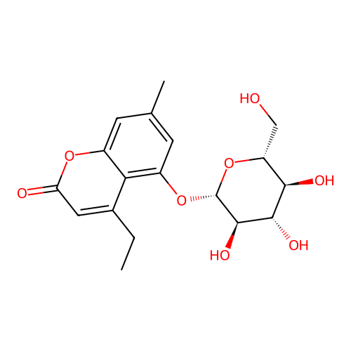4-ethyl-7-methyl-2-oxo-2H-chromen-5-yl beta-D-glucopyranoside structure