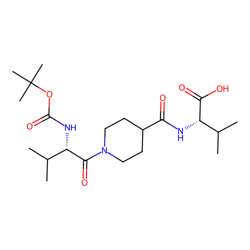 N-({1-[N-(tert-butoxycarbonyl)-L-valyl]piperidin-4-yl}carbonyl)-L-valine structure