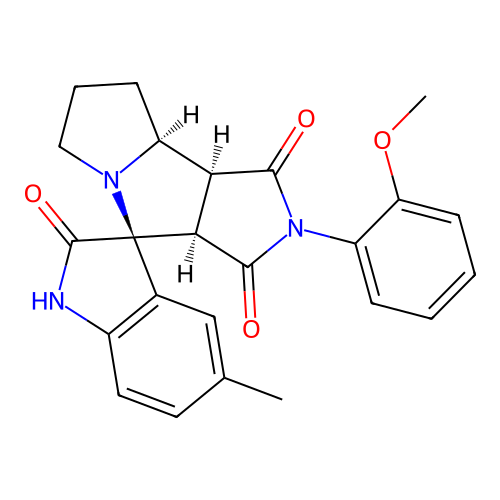 (3S,3'aR,8'aS,8'bS)-2'-(2-methoxyphenyl)-5-methylspiro[1H-indole-3,4'-3a,6,7,8,8a,8b-hexahydropyrrolo[3,4-a]pyrrolizine]-1',2,3'-trione structure