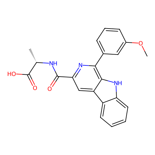 N-{[1-(3-methoxyphenyl)-9H-beta-carbolin-3-yl]carbonyl}-L-alanine structure