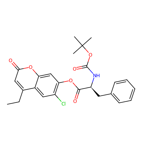 (S)-6-chloro-4-ethyl-2-oxo-2H-chromen-7-yl 2-((tert-butoxycarbonyl)amino)-3-phenylpropanoate structure