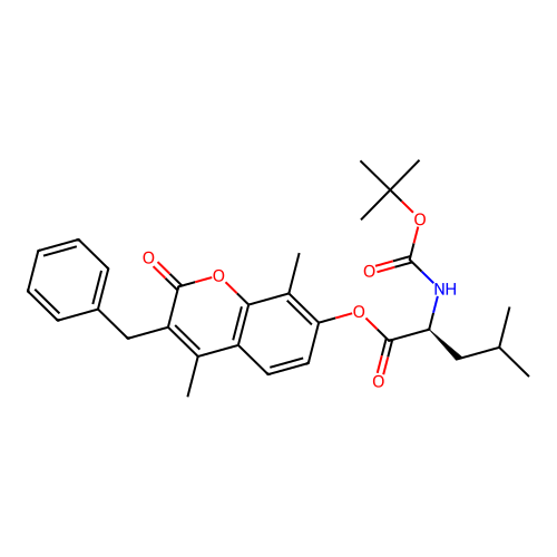 (3-benzyl-4,8-dimethyl-2-oxochromen-7-yl) (2S)-4-methyl-2-[(2-methylpropan-2-yl)oxycarbonylamino]pentanoate structure