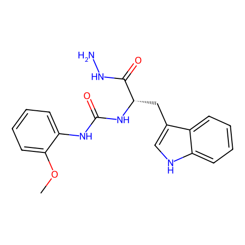 (S)-1-(1-hydrazinyl-3-(1H-indol-3-yl)-1-oxopropan-2-yl)-3-(2-methoxyphenyl)urea structure