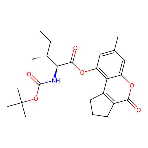 (2S,3R)-7-methyl-4-oxo-1,2,3,4-tetrahydrocyclopenta[c]chromen-9-yl 2-((tert-butoxycarbonyl)amino)-3-methylpentanoate structure