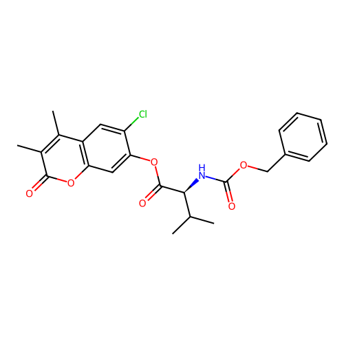 (S)-6-chloro-3,4-dimethyl-2-oxo-2H-chromen-7-yl 2-(((benzyloxy)carbonyl)amino)-3-methylbutanoate structure
