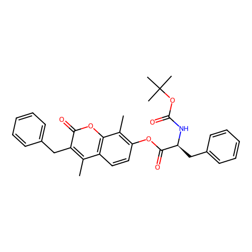 (S)-3-benzyl-4,8-dimethyl-2-oxo-2H-chromen-7-yl 2-((tert-butoxycarbonyl)amino)-3-phenylpropanoate structure