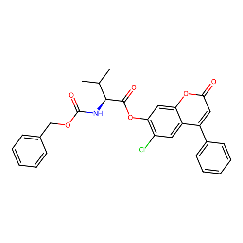 (S)-6-chloro-2-oxo-4-phenyl-2H-chromen-7-yl 2-(((benzyloxy)carbonyl)amino)-3-methylbutanoate structure