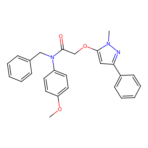 N-benzyl-N-(4-methoxyphenyl)-2-[(1-methyl-3-phenyl-1H-pyrazol-5-yl)oxy]acetamide structure