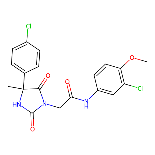 N-(3-Chloro-4-methoxyphenyl)-4-(4-chlorophenyl)-4-methyl-2,5-dioxo-1-imidazolidineacetamide structure
