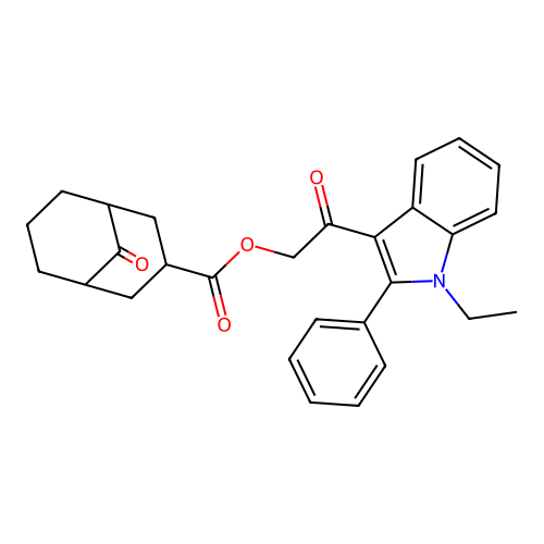 2-(1-Ethyl-2-phenyl-1H-indol-3-yl)-2-oxoethyl 9-oxobicyclo[3.3.1]nonane-3-carboxylate structure
