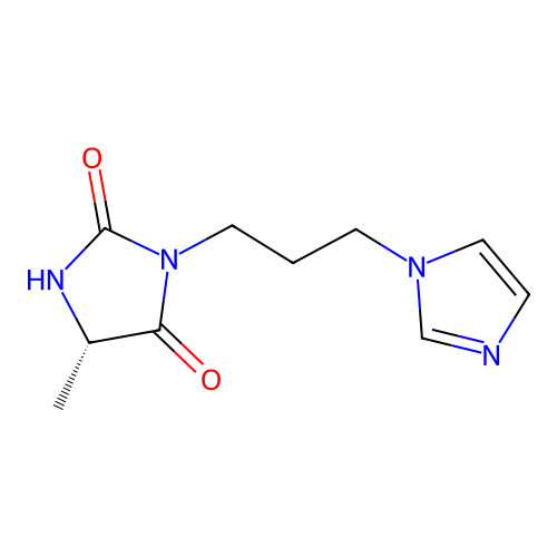 (5S)-3-[3-(1H-imidazol-1-yl)propyl]-5-methylimidazolidine-2,4-dione structure