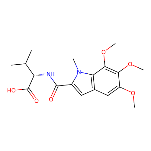 N-[(5,6,7-trimethoxy-1-methyl-1H-indol-2-yl)carbonyl]-L-valine structure