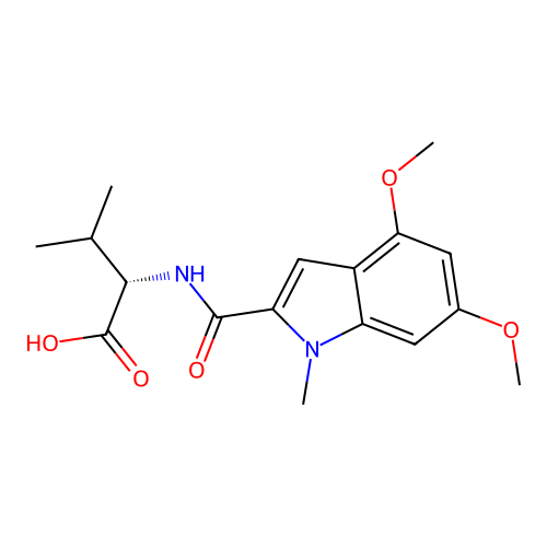 N-[(4,6-dimethoxy-1-methyl-1H-indol-2-yl)carbonyl]-L-valine structure