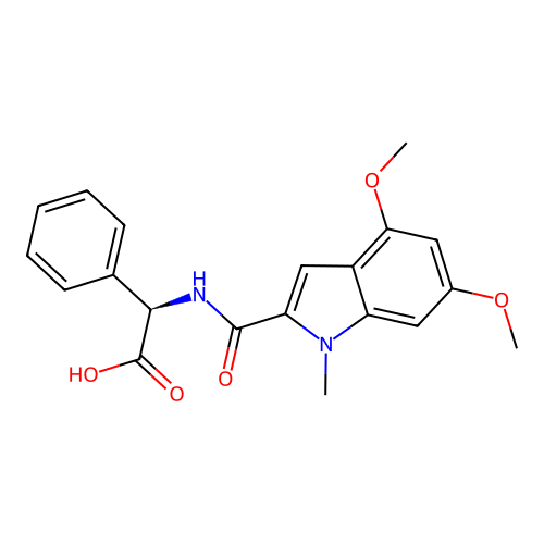 2-[(4,6-dimethoxy-1-methyl-indole-2-carbonyl)amino]-2-phenyl-acetic Acid structure