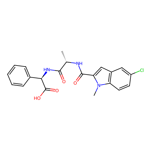 (2R)-({N-[(5-chloro-1-methyl-1H-indol-2-yl)carbonyl]-L-alanyl}amino)(phenyl)ethanoic acid structure