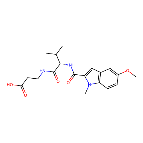 N-[(5-methoxy-1-methyl-1H-indol-2-yl)carbonyl]-L-valyl-beta-alanine structure