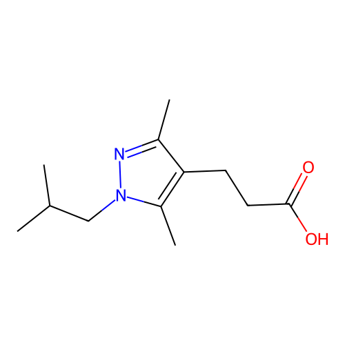 3-(1-isobutyl-3,5-dimethyl-1H-pyrazol-4-yl)propanoic acid structure