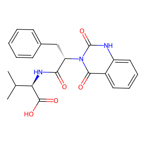 (R)-2-((S)-2-(2,4-dioxo-1,2-dihydroquinazolin-3(4H)-yl)-3-phenylpropanamido)-3-methylbutanoic acid structure