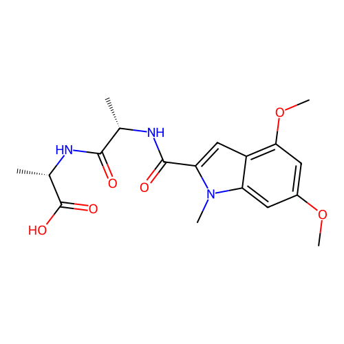 N-[(4,6-dimethoxy-1-methyl-1H-indol-2-yl)carbonyl]-L-alanyl-L-alanine structure