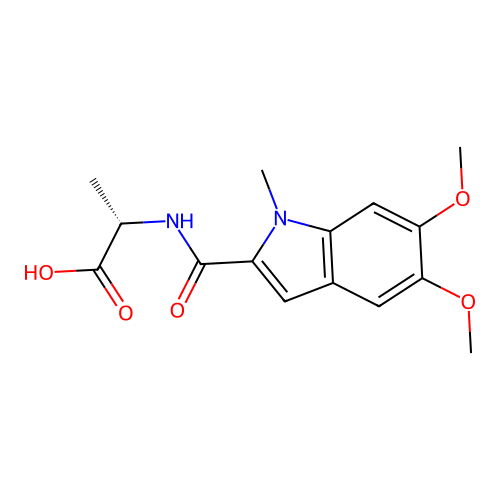 N-[(5,6-dimethoxy-1-methyl-1H-indol-2-yl)carbonyl]-L-alanine structure