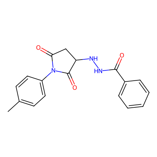 N'-[1-(4-methylphenyl)-2,5-dioxopyrrolidin-3-yl]benzohydrazide structure