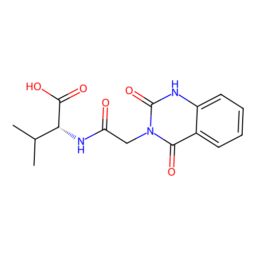 (R)-2-(2-(2,4-dioxo-1,2-dihydroquinazolin-3(4H)-yl)acetamido)-3-methylbutanoic acid structure