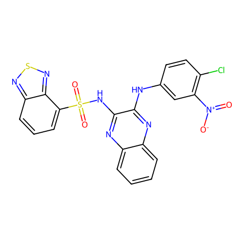 N-(3-((4-chloro-3-nitrophenyl)amino)quinoxalin-2-yl)benzo[c][1,2,5]thiadiazole-4-sulfonamide structure