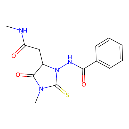 Benzamide, N-(3-methyl-5-methylcarbamoylmethyl-4-oxo-2-thioxoimidazolidin-1-yl)- structure